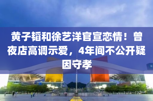 黃子韜和徐藝洋官宣戀情！曾夜店高液壓動(dòng)力機(jī)械,元件制造調(diào)示愛，4年間不公開疑因守孝