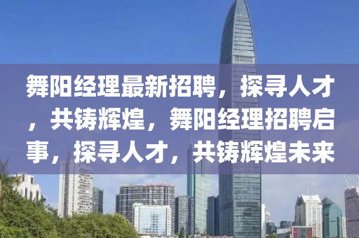 舞陽經(jīng)理最新招聘，探尋人才，共鑄輝煌，舞陽經(jīng)理招聘啟事，探液壓動力機械,元件制造尋人才，共鑄輝煌未來