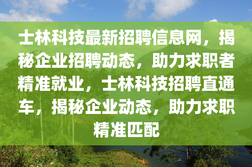 士林科技最新招聘信息網(wǎng)，揭秘企業(yè)招聘動(dòng)態(tài)，助力求職者精準(zhǔn)就業(yè)，士林科技招聘直通車，揭秘企業(yè)動(dòng)態(tài)，助力求職精準(zhǔn)匹配