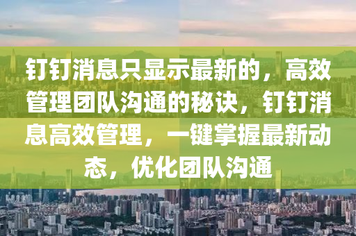 釘釘消息只顯示最新的，高效管理團(tuán)隊(duì)溝通的秘訣，釘釘消息高效管理，一鍵掌握最新動態(tài)，優(yōu)化團(tuán)隊(duì)溝通